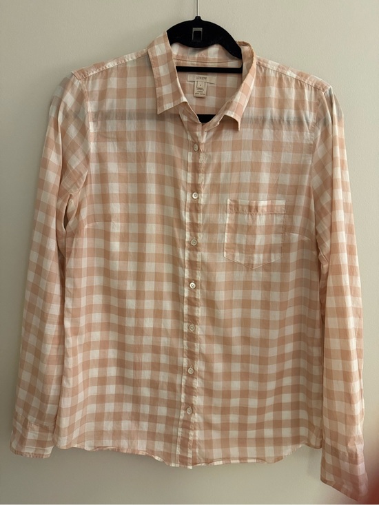 J. Crew Tops - J. Crew Peach and White Gingham Button-Up Shirt